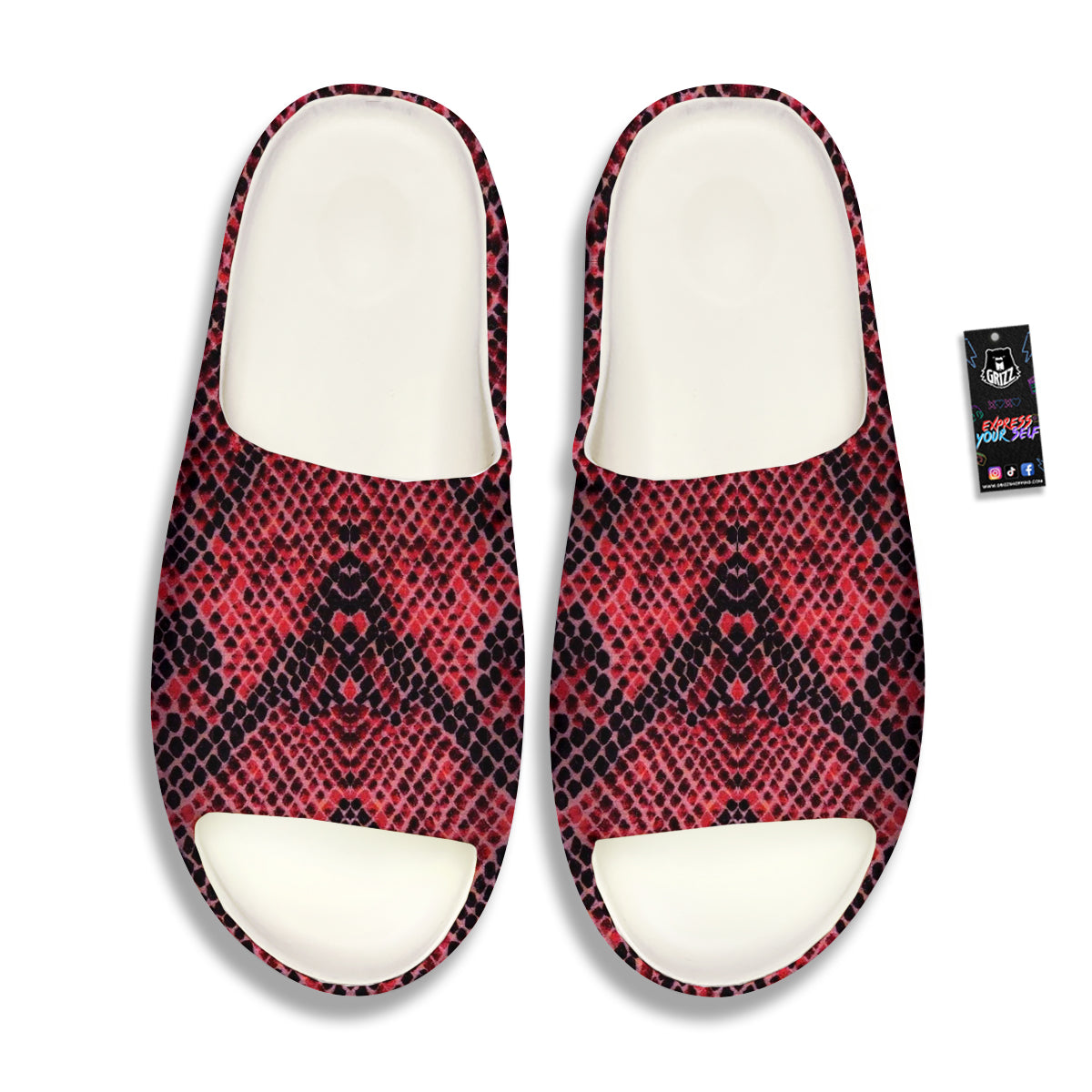 Snake Skin Black And Red Print Sandals-grizzshop