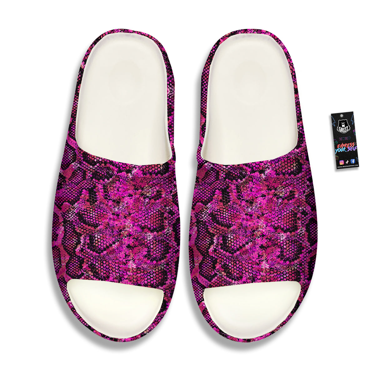 Snake Skin Black Pink Print Sandals-grizzshop
