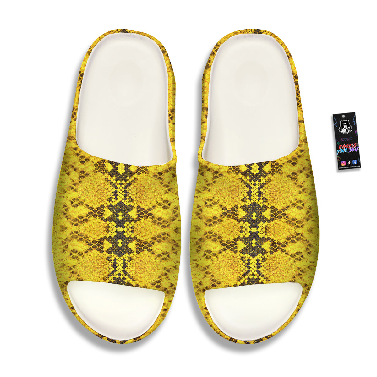 Snake Skin Yellow Print Sandals-grizzshop