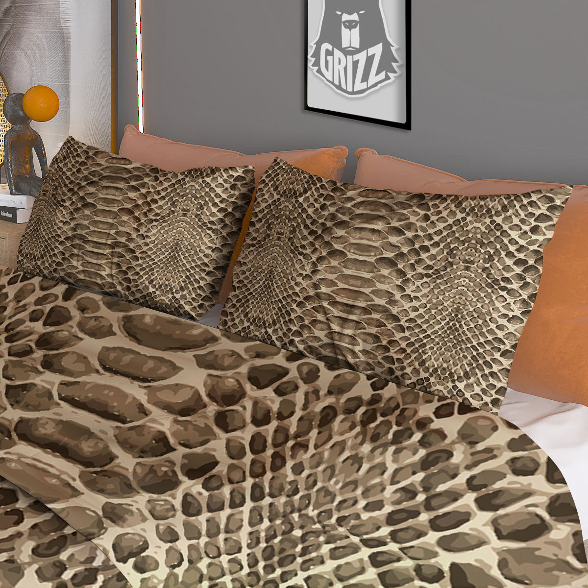 Snakeskin Beige Print Duvet Cover Bedding Set
