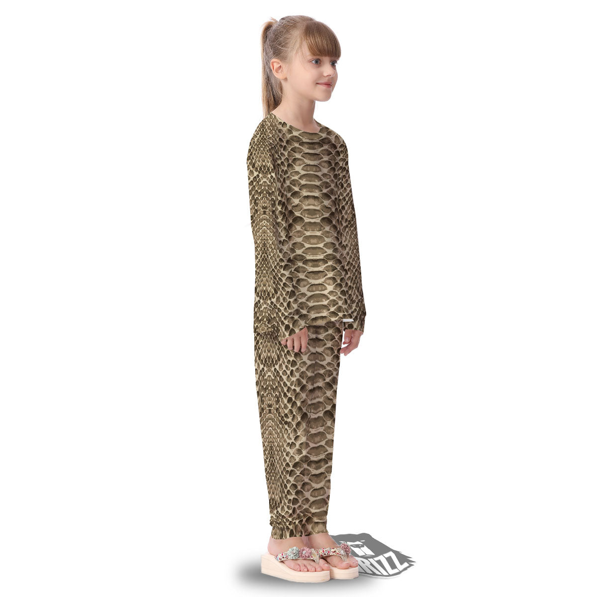 Snakeskin Beige Print Kid's Pajamas-grizzshop
