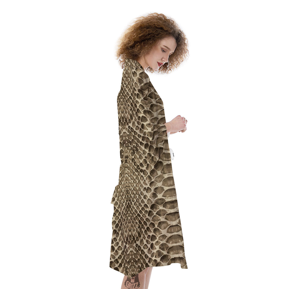 Snakeskin Beige Print Kimono-grizzshop