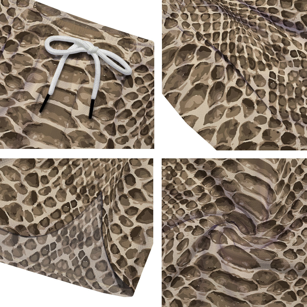 Snakeskin Beige Print Men's Running Shorts-grizzshop