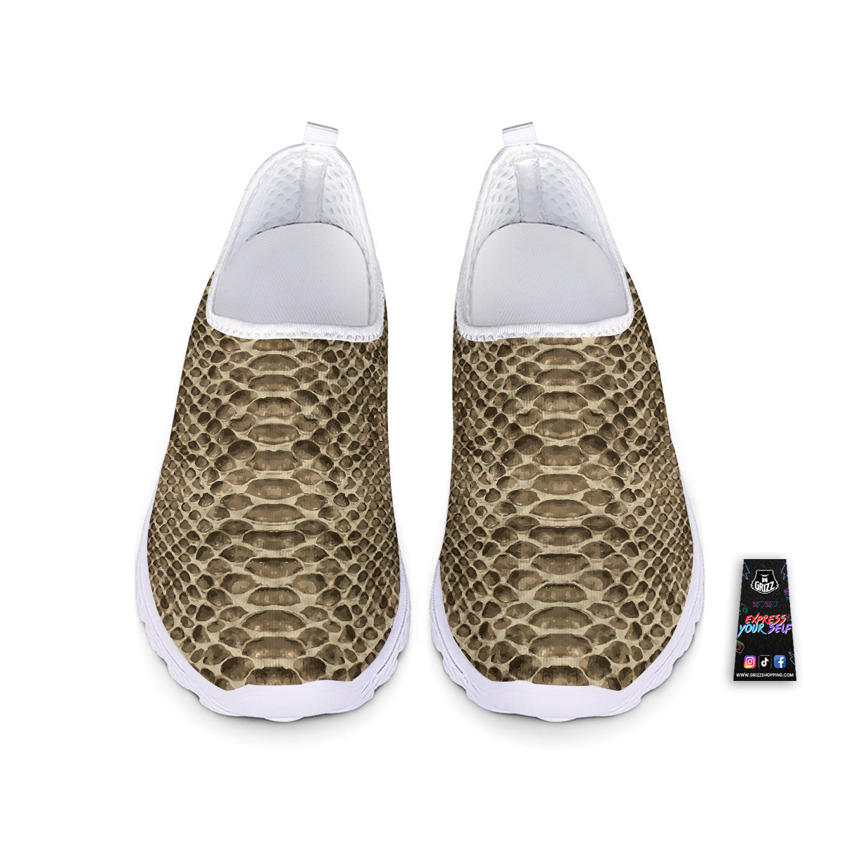 Snakeskin Beige Print Nurse Shoes-grizzshop