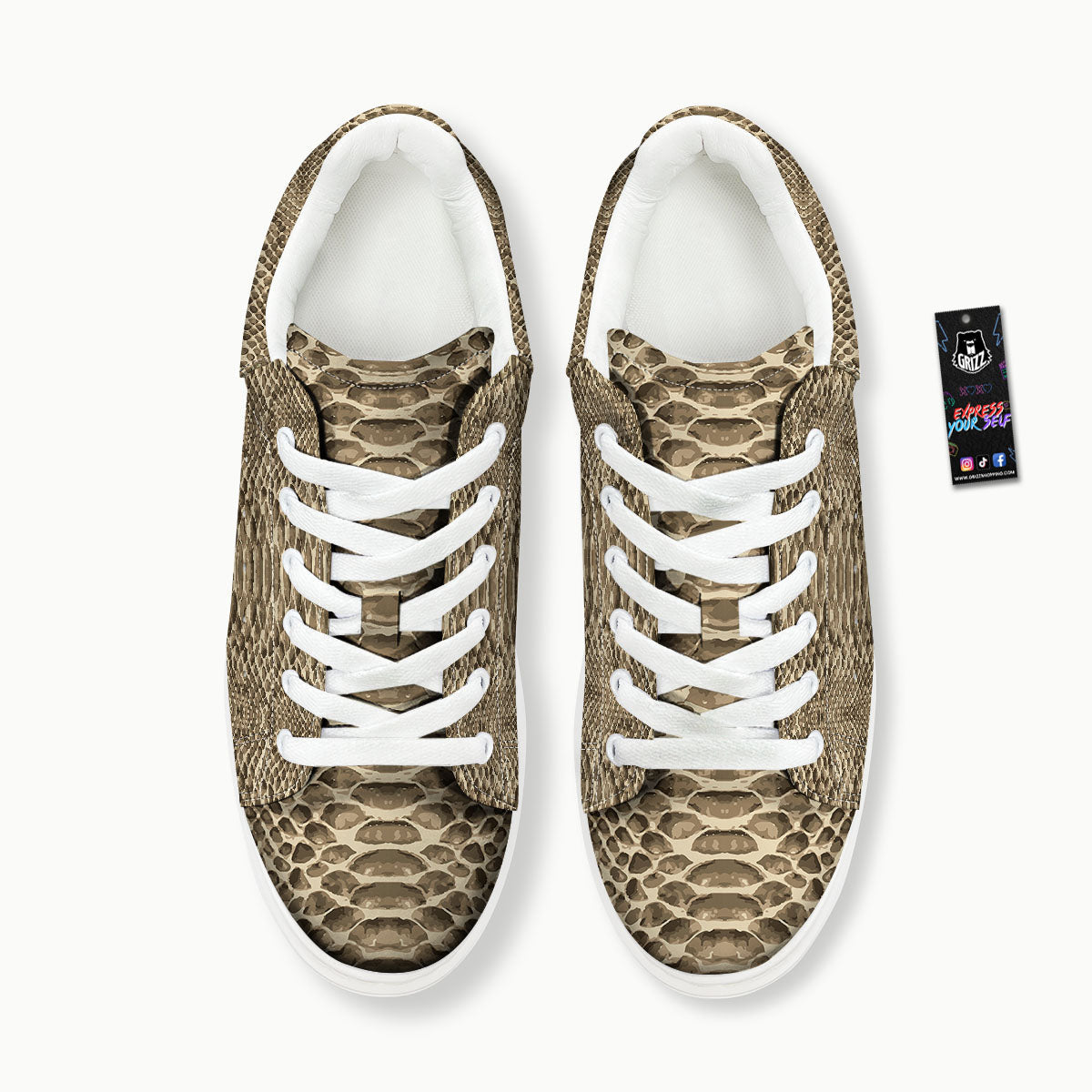 Snakeskin Beige Print Platform Shoes-grizzshop