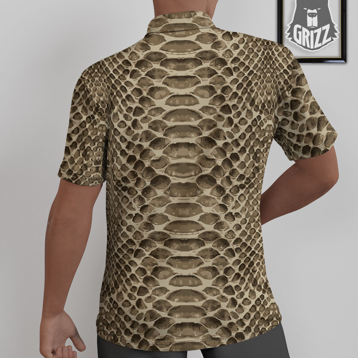 Snakeskin Beige Print Untucked Shirts-grizzshop