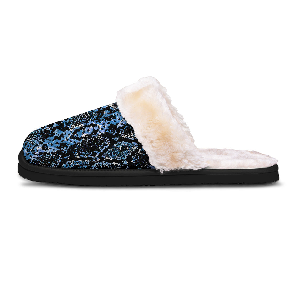 Snakeskin Black And Blue Print Slippers-grizzshop
