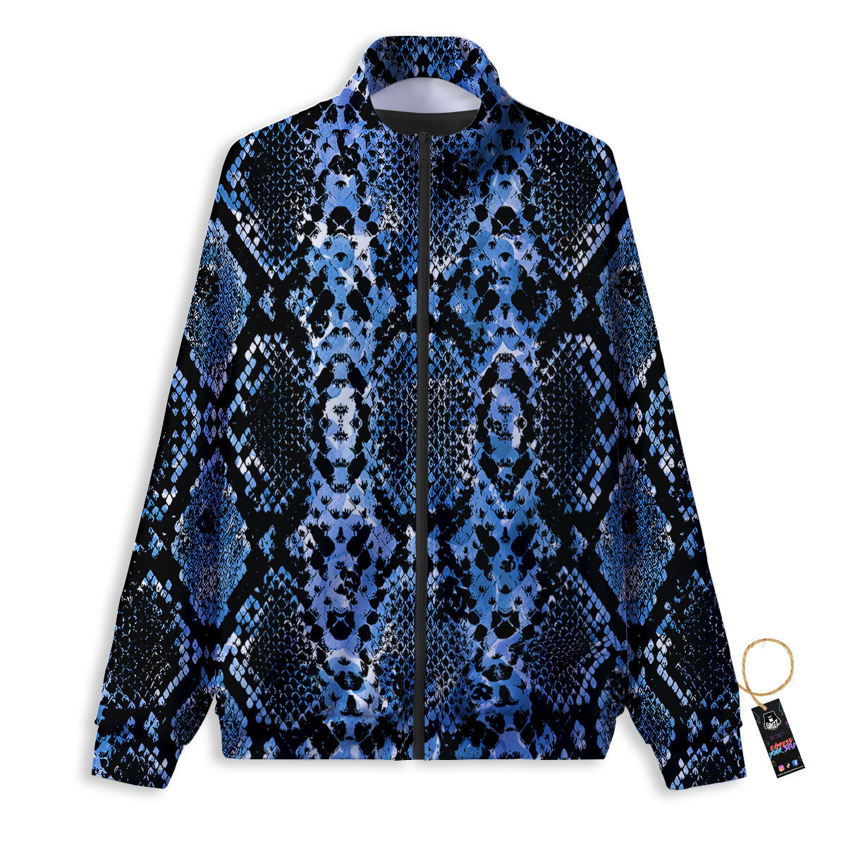 Snakeskin Black And Blue Print Track Jacket-grizzshop