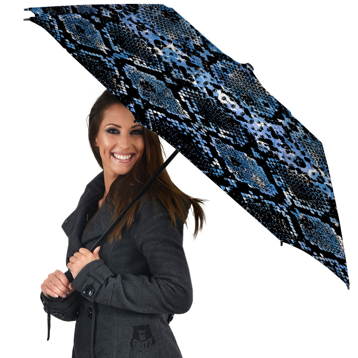 Snakeskin Black And Blue Print Umbrella-grizzshop