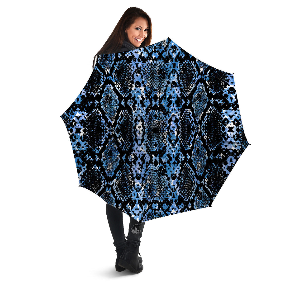 Snakeskin Black And Blue Print Umbrella-grizzshop