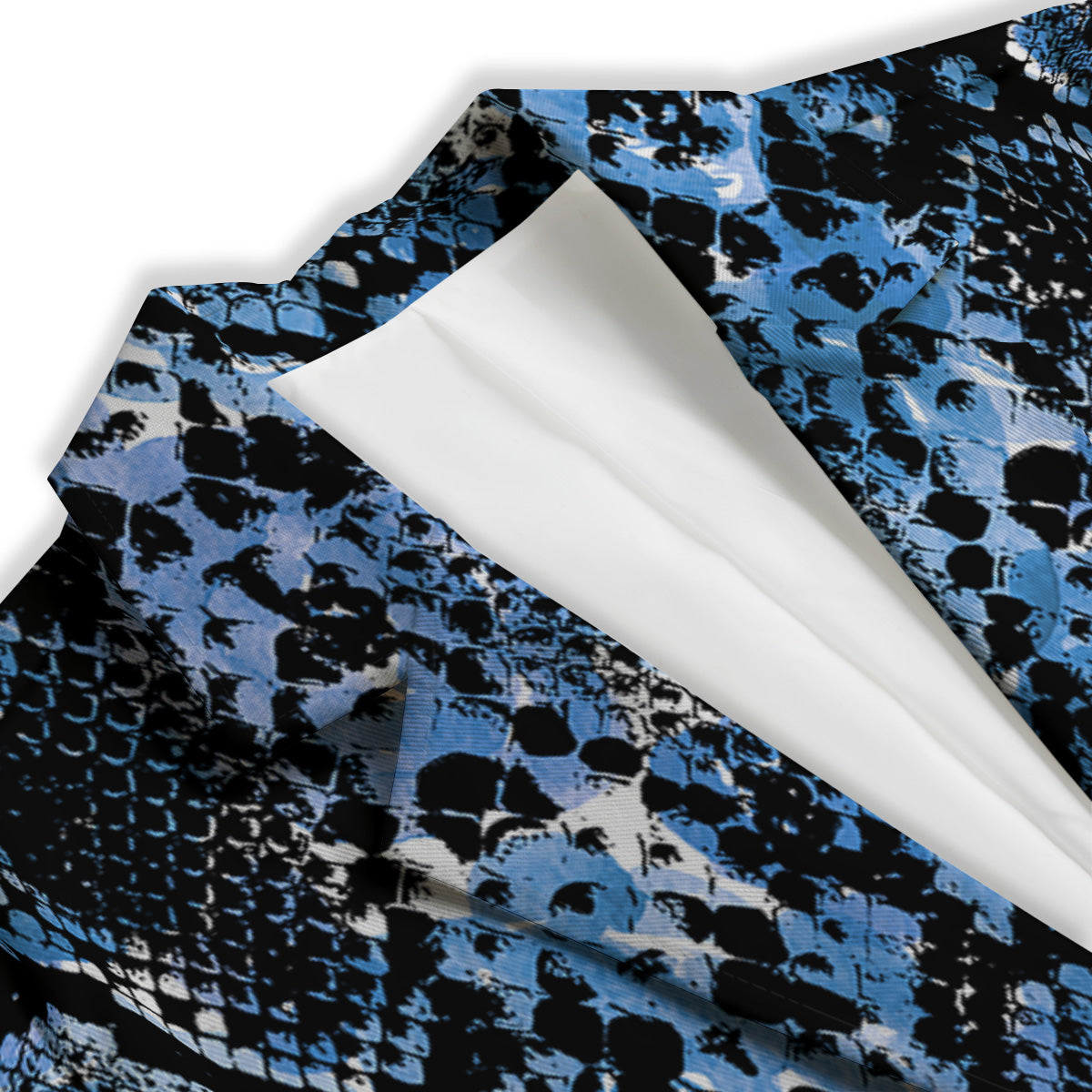 Snakeskin Black And Blue Print Women's Blazer-grizzshop