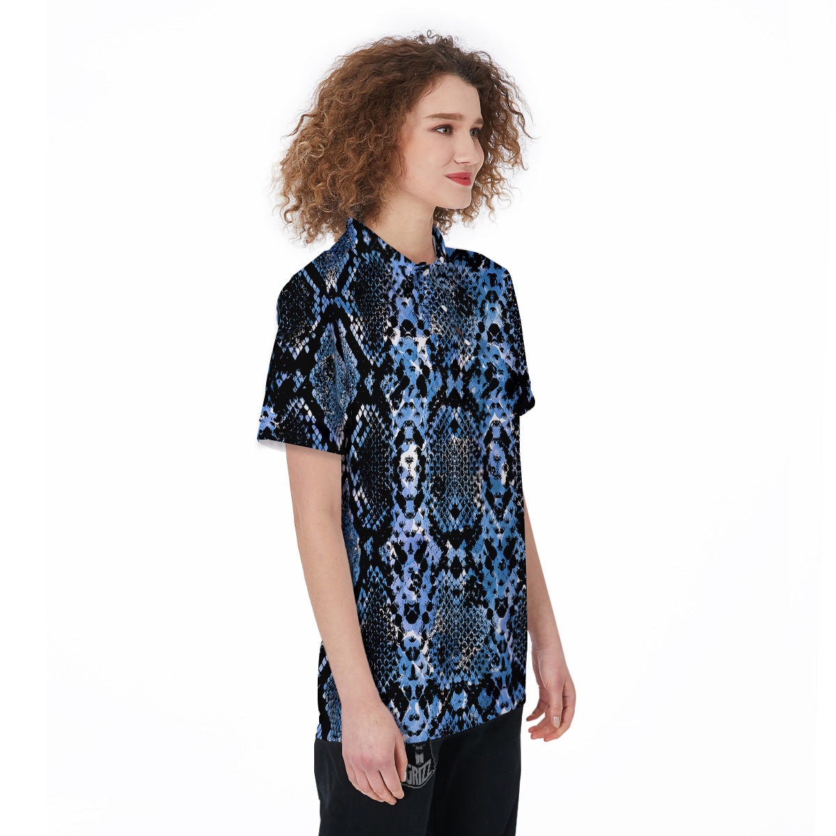 Snakeskin Black And Blue Print Women's Golf Shirts-grizzshop