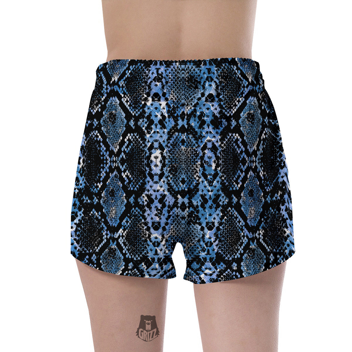 Snakeskin Black And Blue Print Women's Shorts-grizzshop