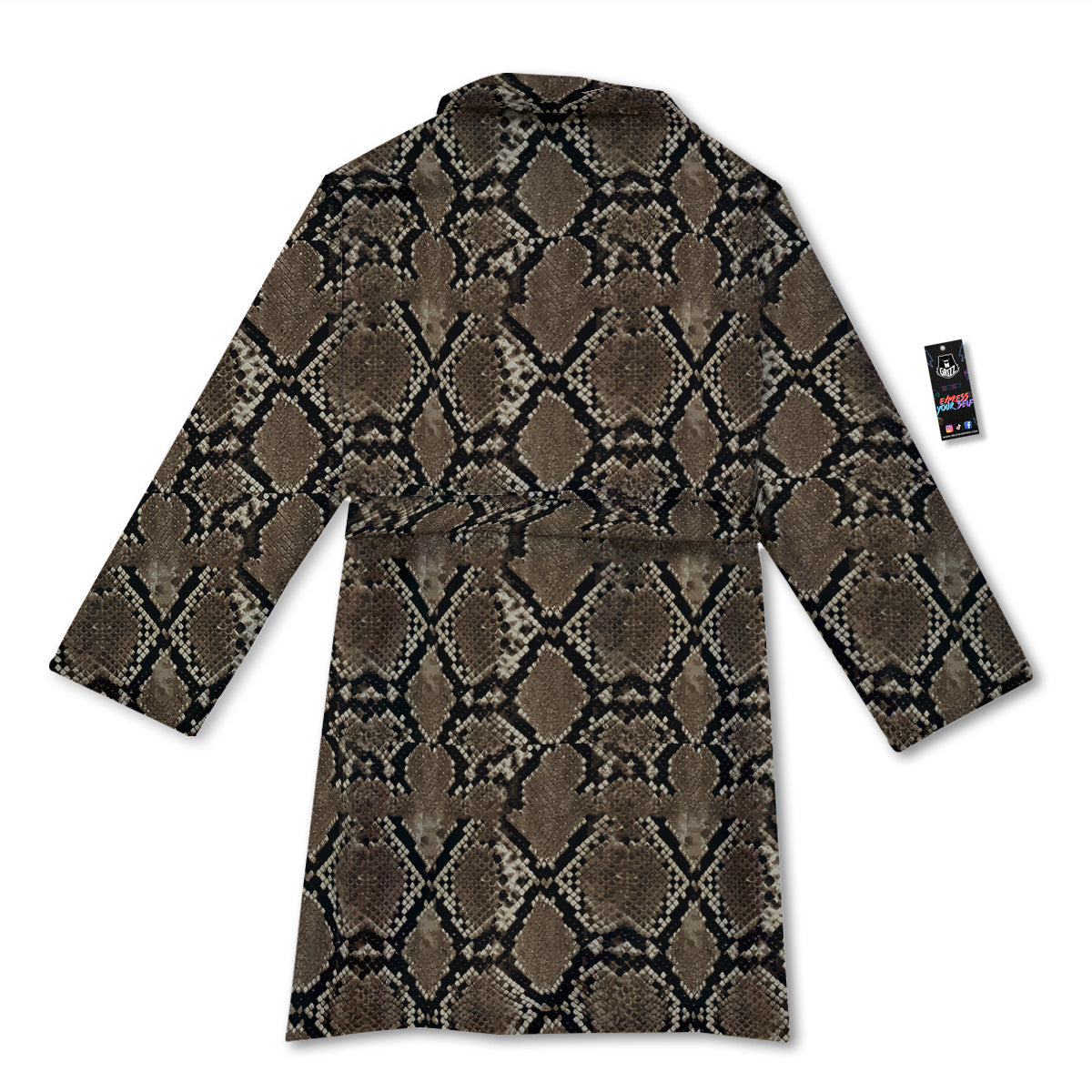 Snakeskin Black And Brown Print Bathrobe-grizzshop