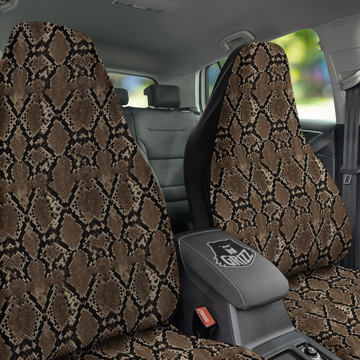 Snakeskin Black And Brown Print Car Seat Covers-grizzshop