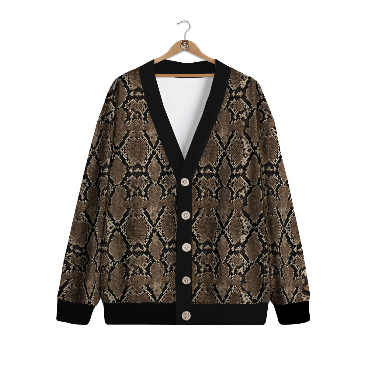 Snakeskin Black And Brown Print Cardigan-grizzshop