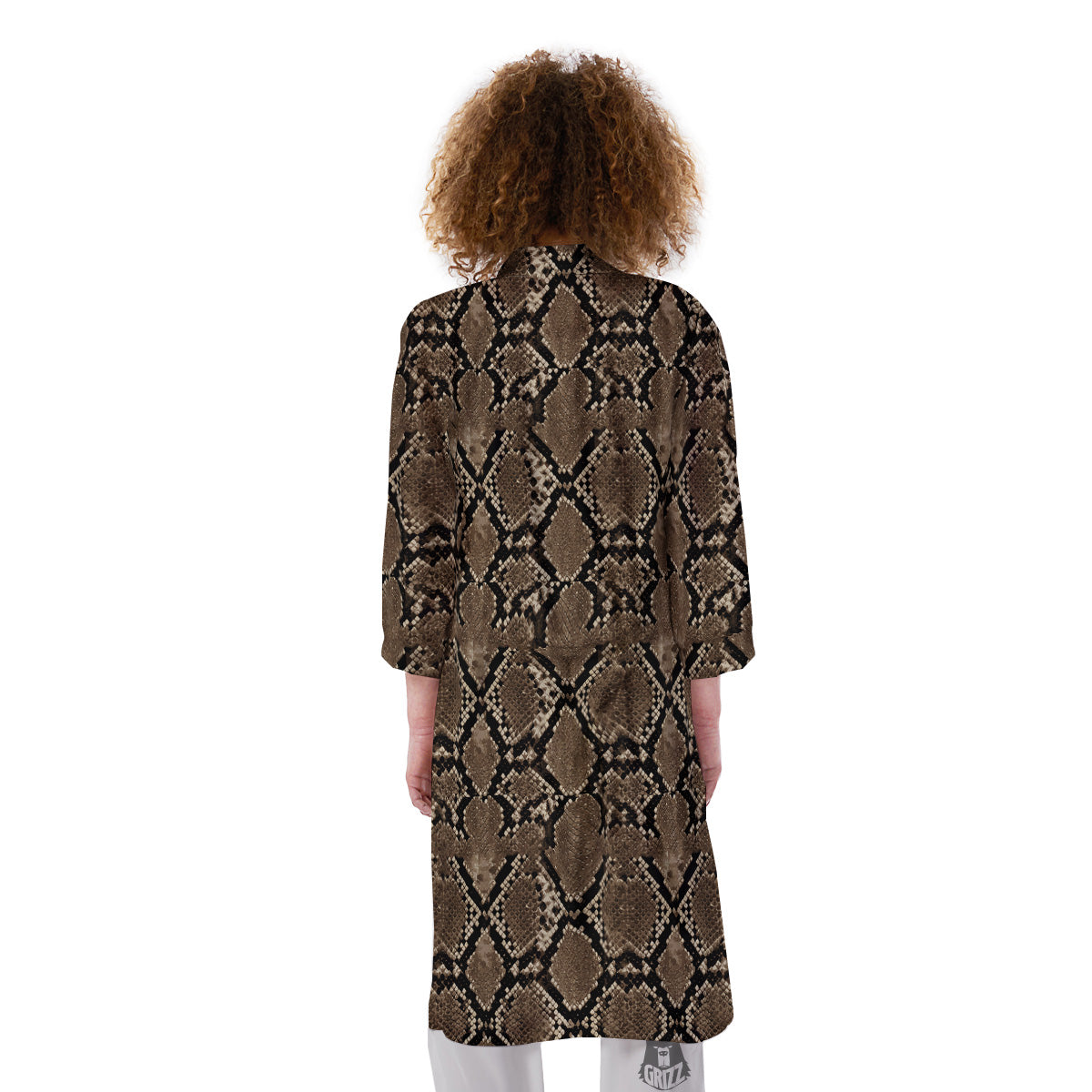 Snakeskin Black And Brown Print Kimono-grizzshop