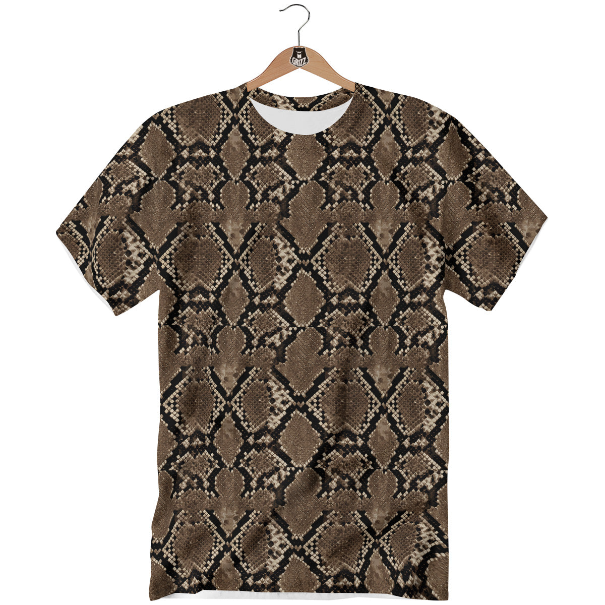 Snakeskin Black And Brown Print T-Shirt-grizzshop