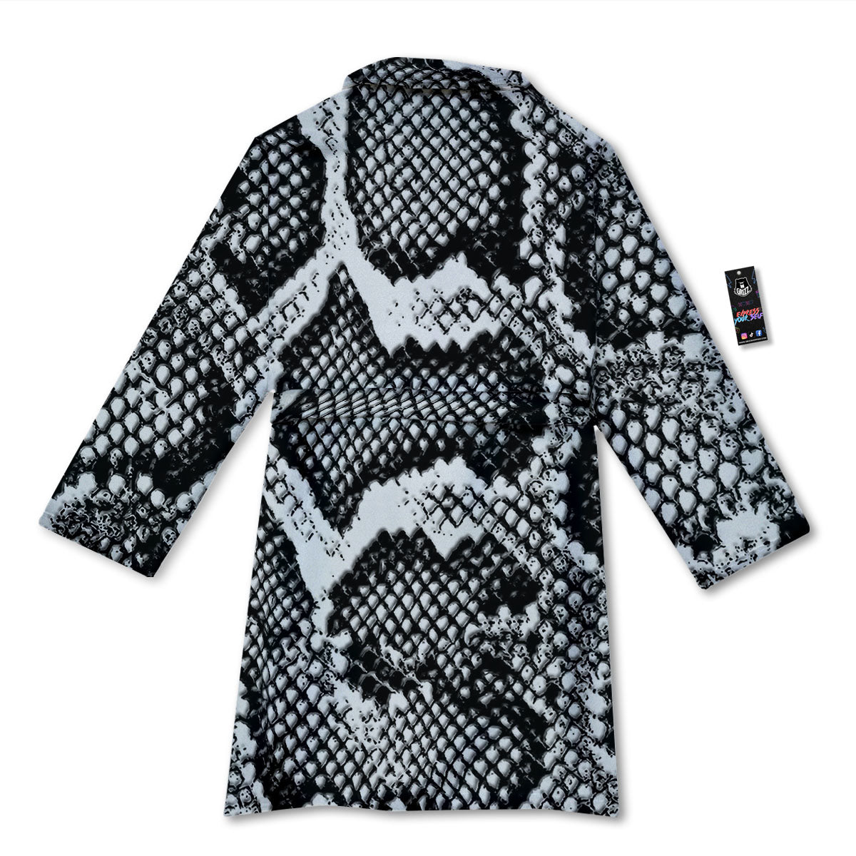 Snakeskin Black And Grey Print Bathrobe-grizzshop