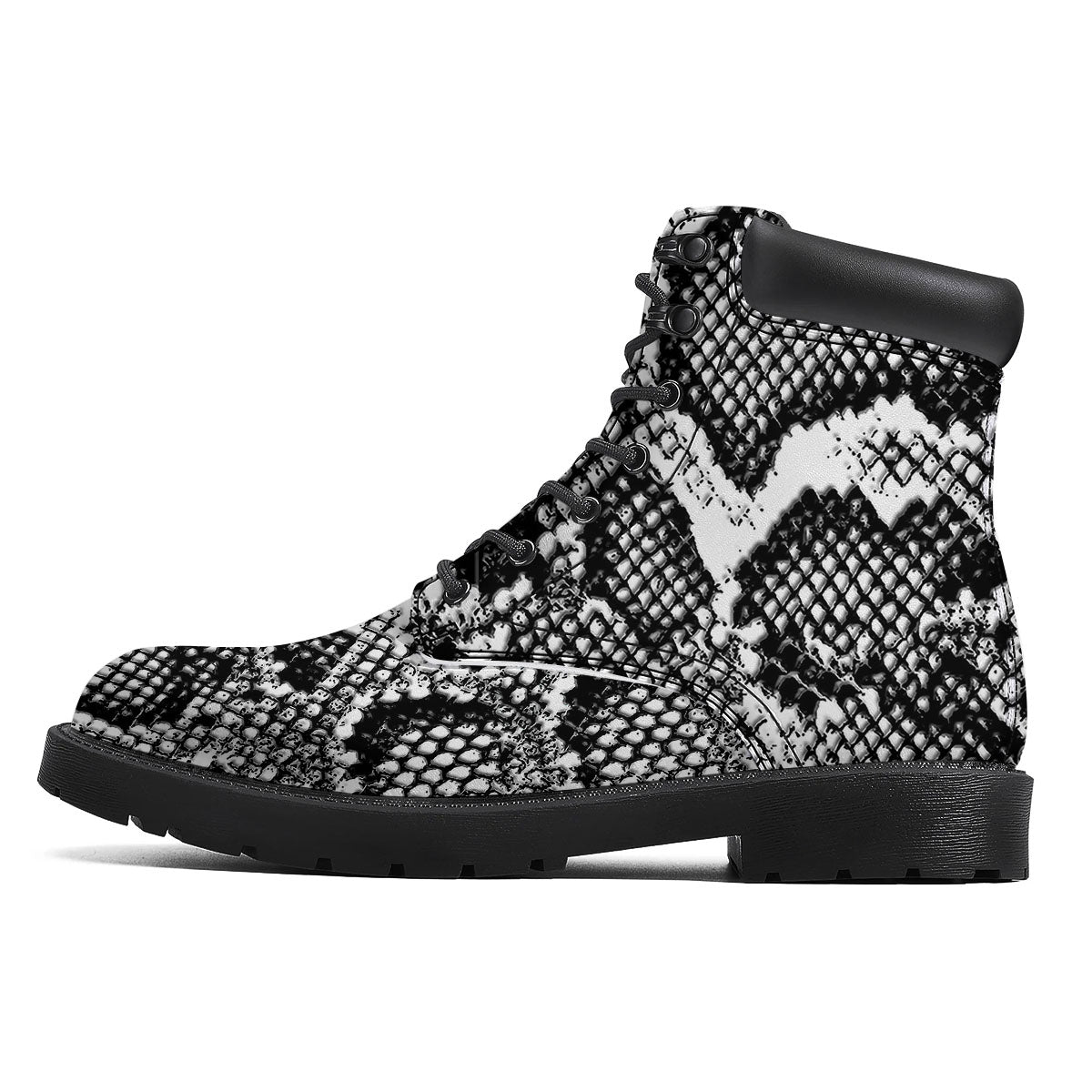 Snakeskin Black And Grey Print Boots-grizzshop