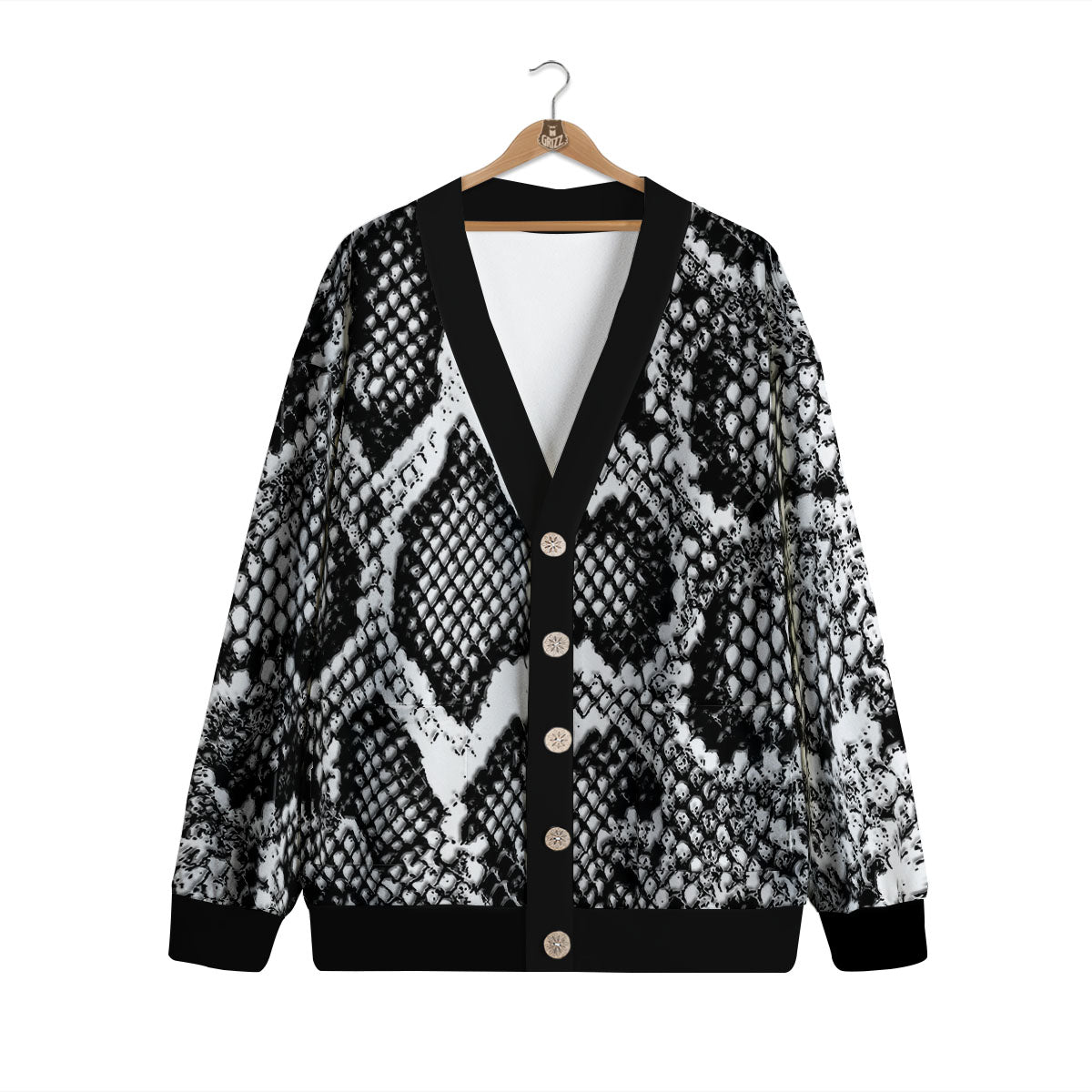 Snakeskin Black And Grey Print Cardigan-grizzshop