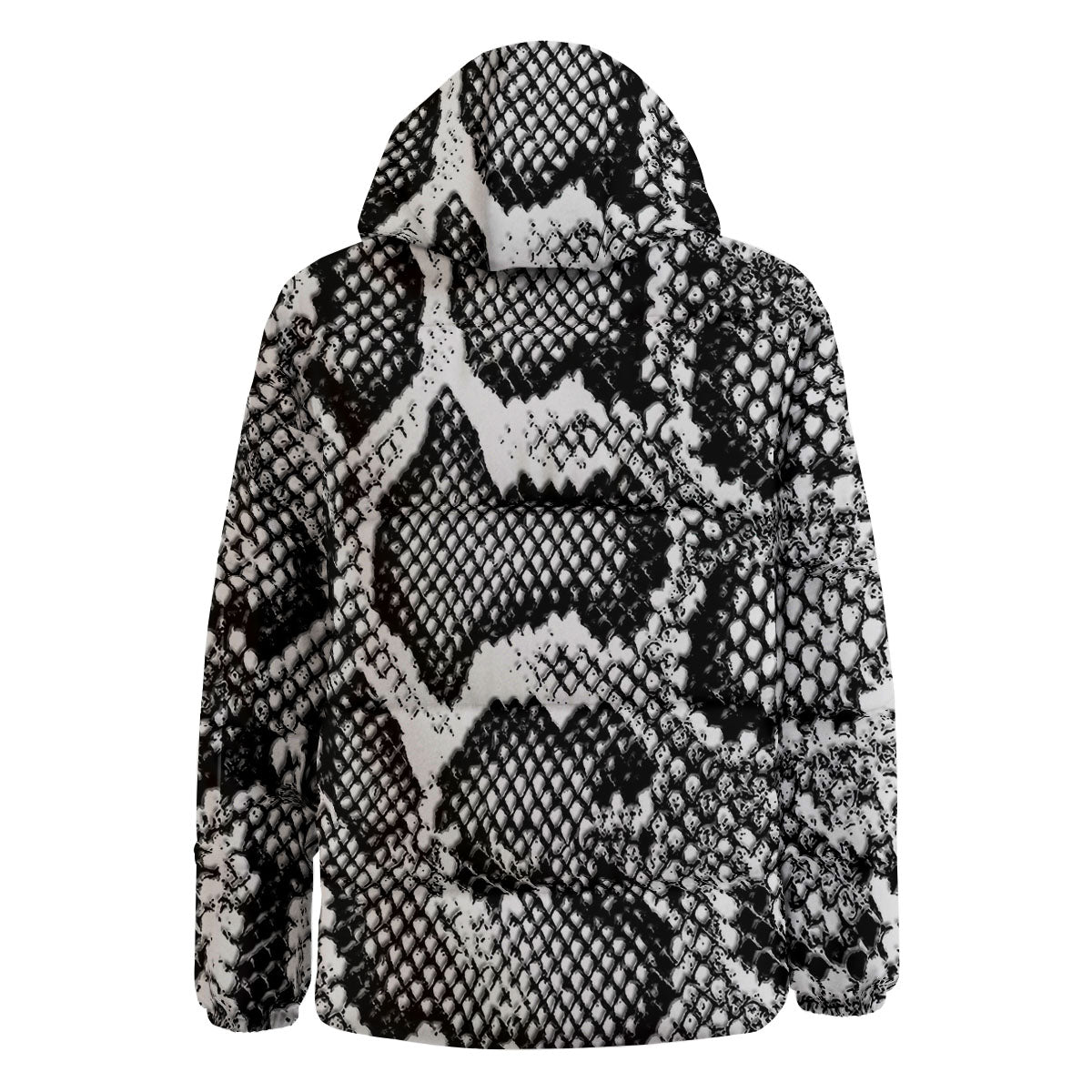 Snakeskin Black And Grey Print Down Jacket-grizzshop