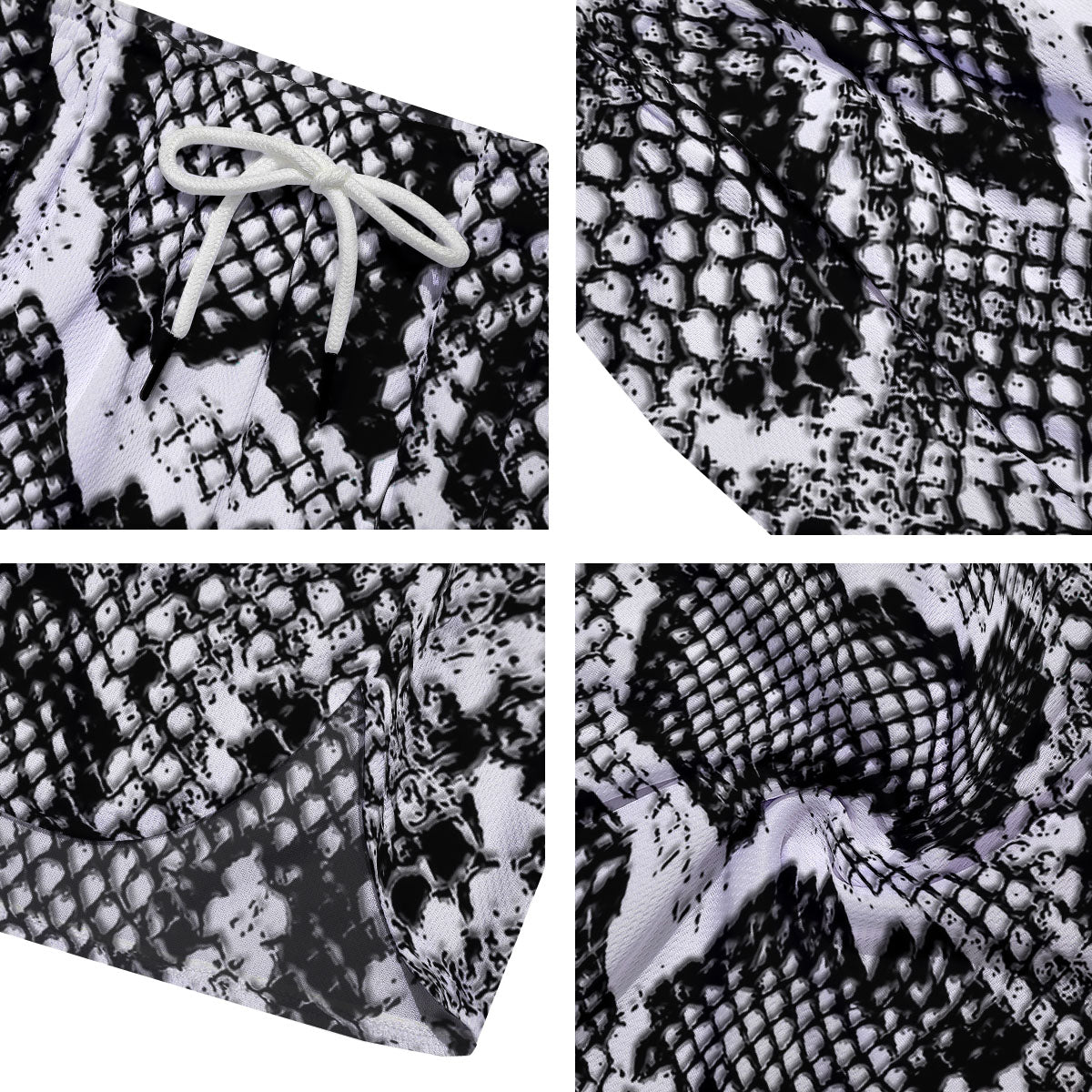 Snakeskin Black And Grey Print Men's Running Shorts-grizzshop