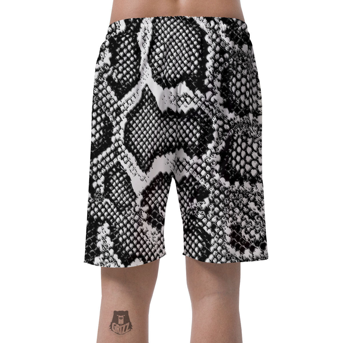 Snakeskin Black And Grey Print Men's Shorts-grizzshop
