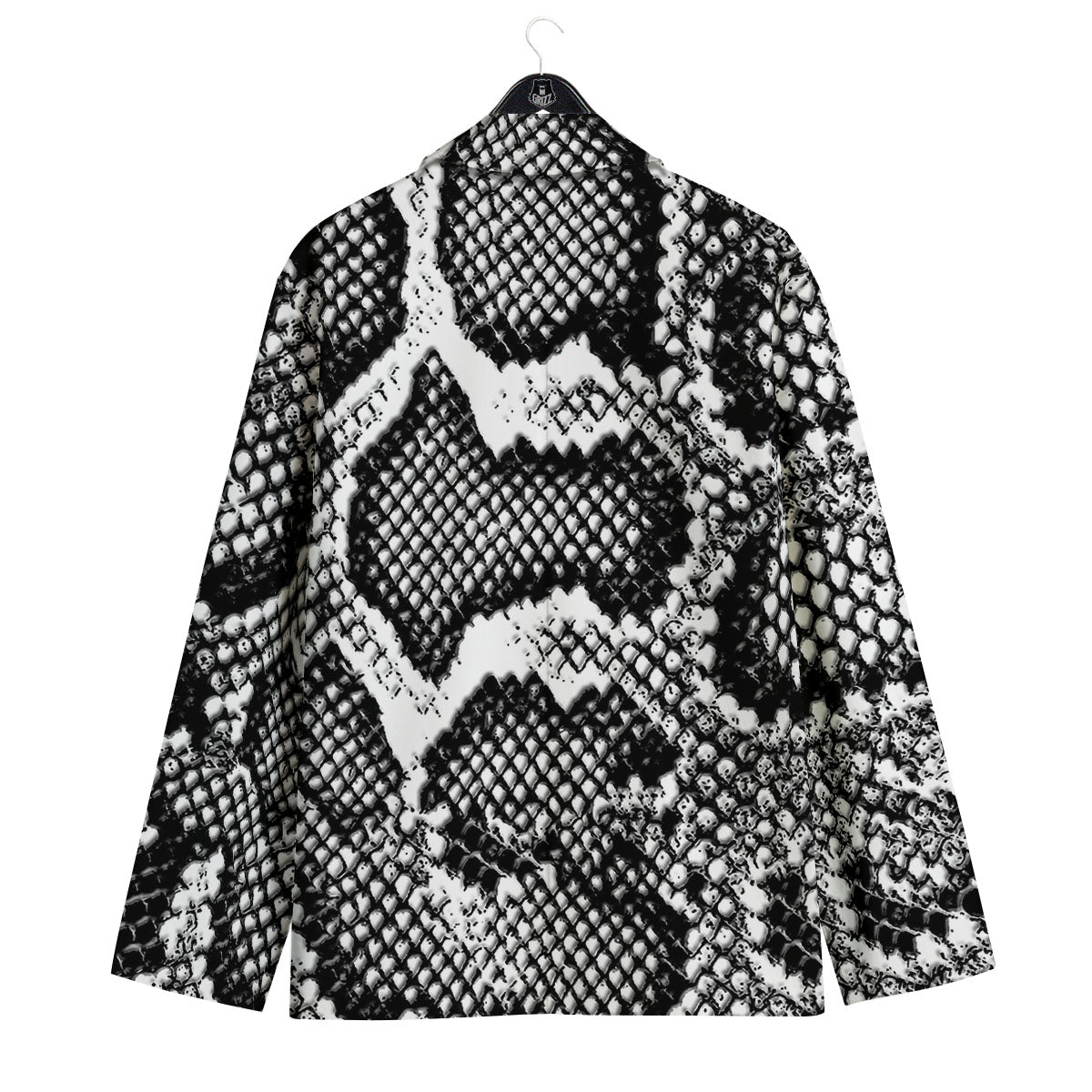 Snakeskin Black And Grey Print Men's Sport Coat-grizzshop