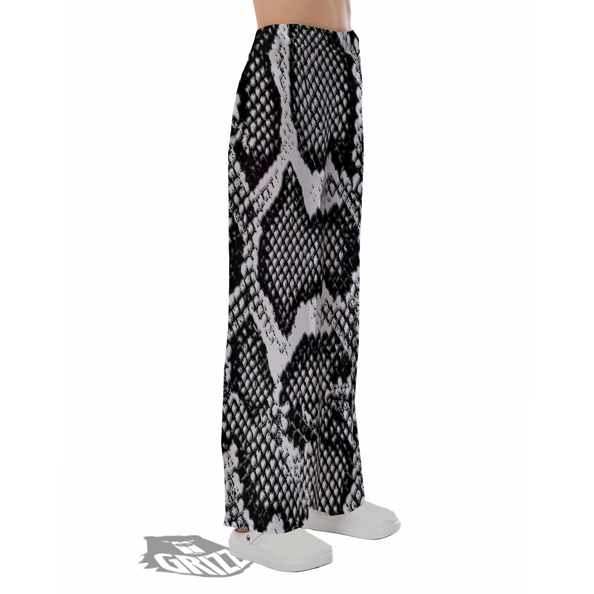 Snakeskin Black And Grey Print Pajama Pants-grizzshop