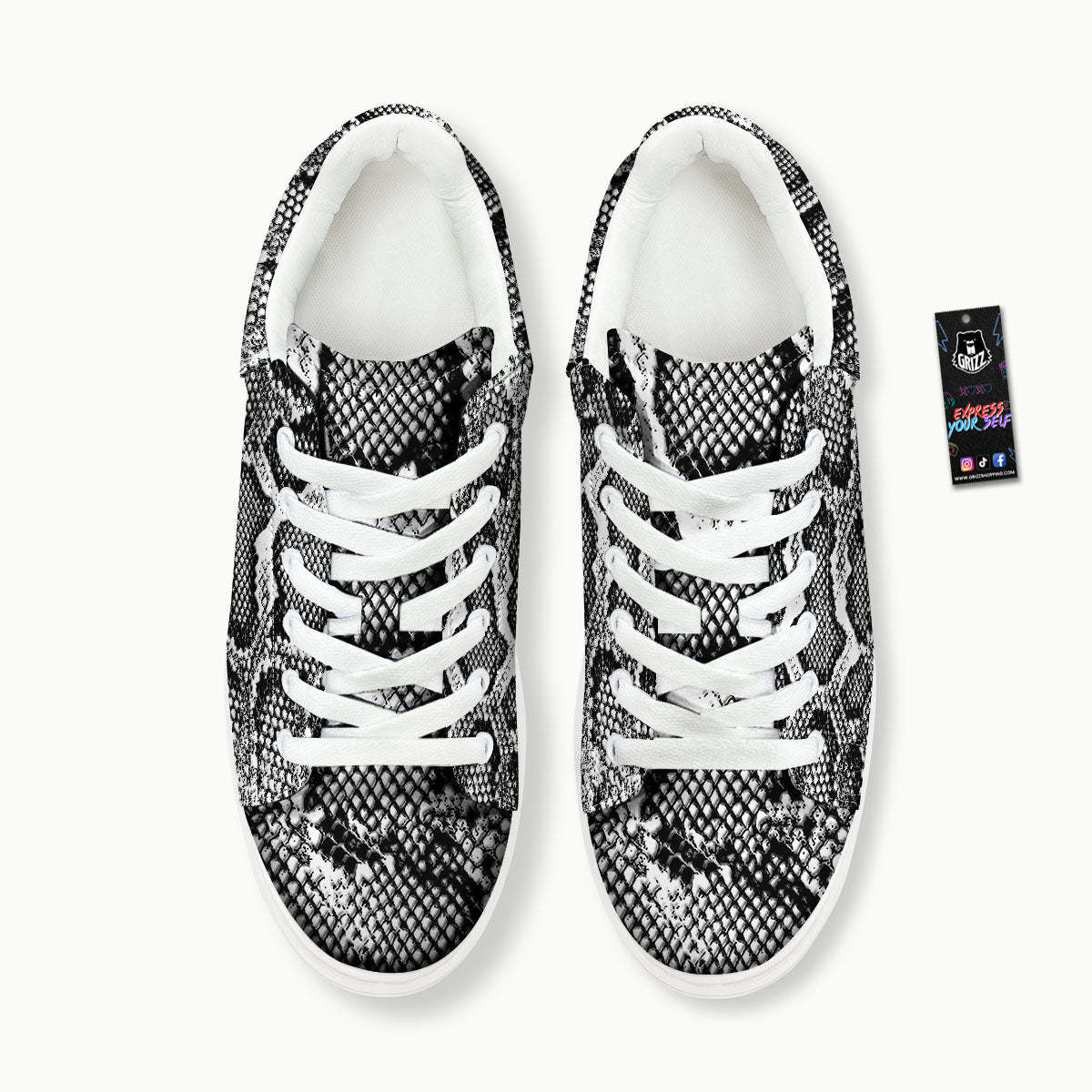 Snakeskin Black And Grey Print Platform Shoes-grizzshop