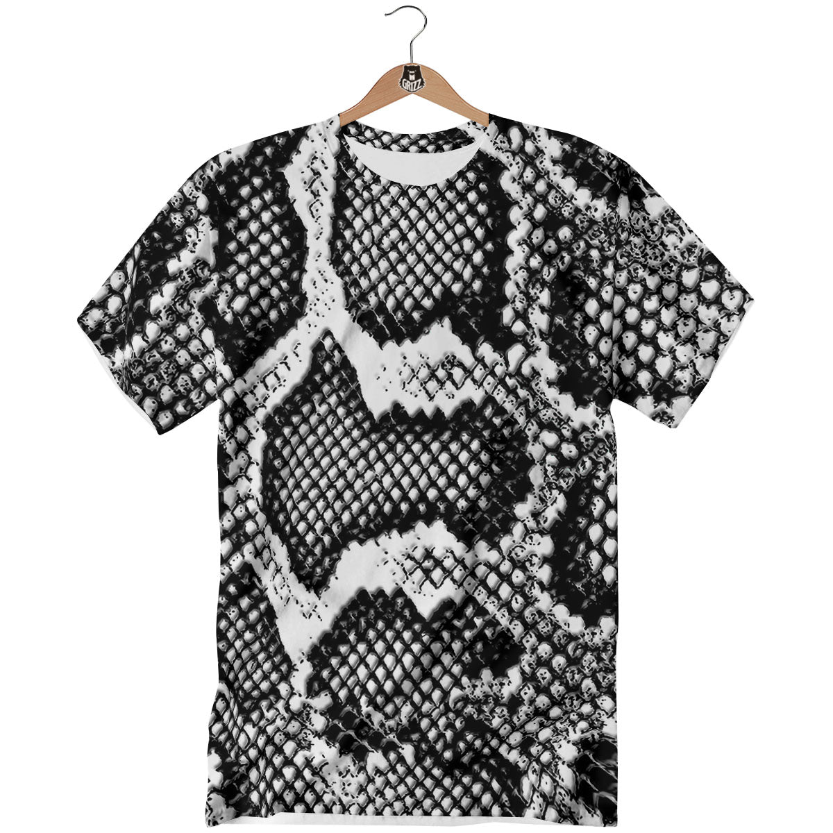 Snakeskin Black And Grey Print T-Shirt-grizzshop