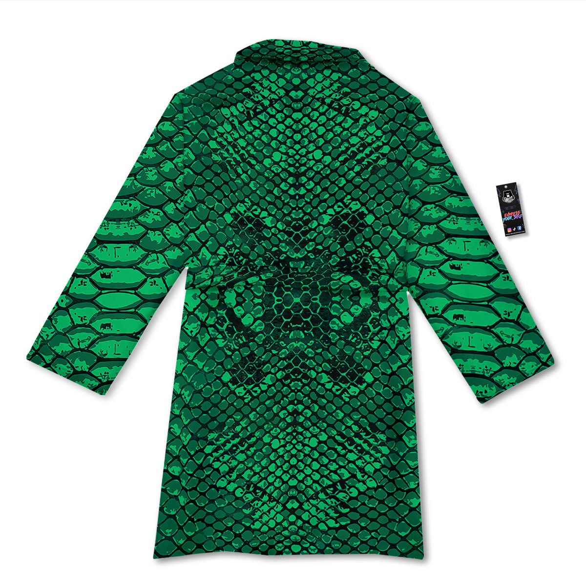 Snakeskin Black And Lime Green Print Bathrobe-grizzshop