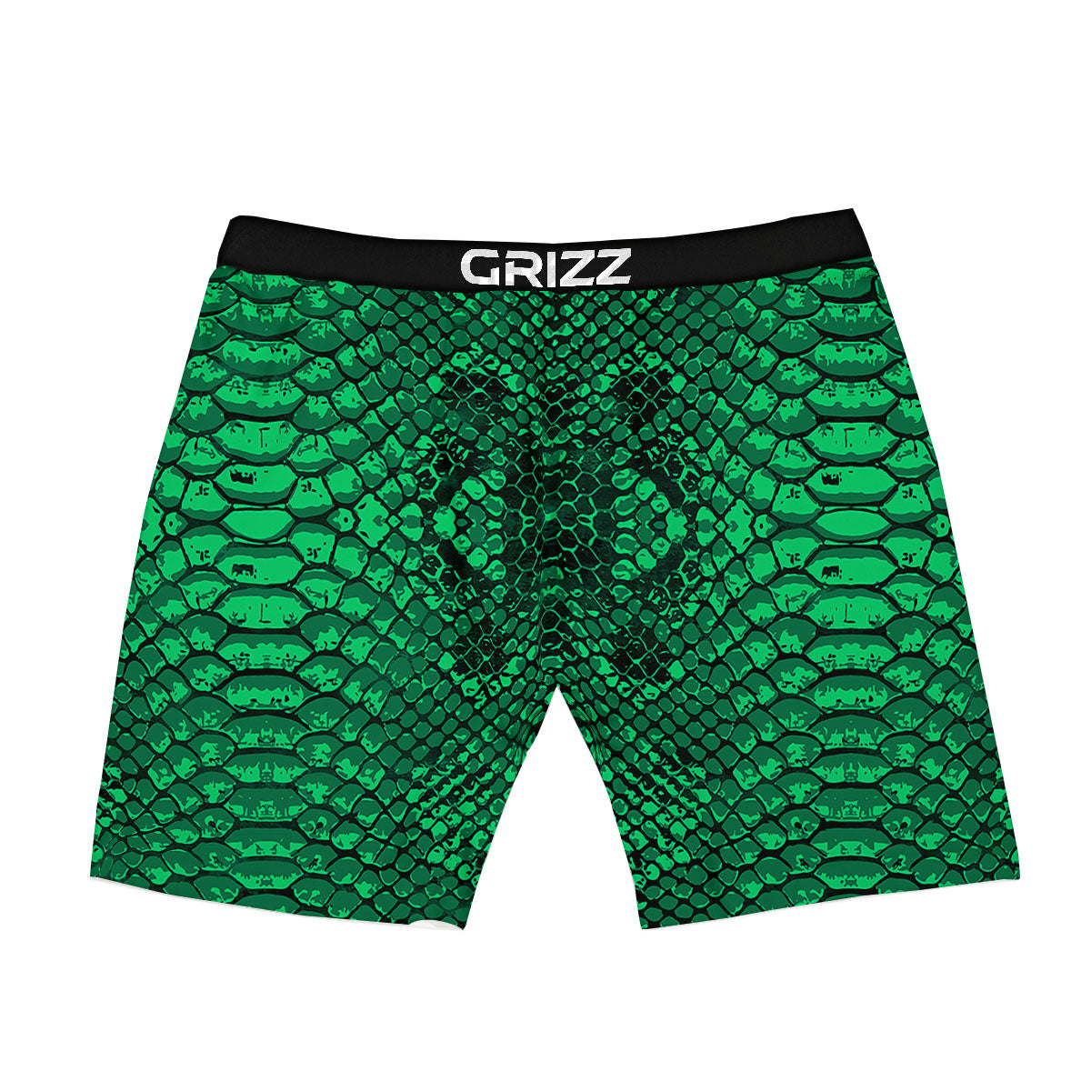 Snakeskin Black And Lime Green Print Boxer Briefs-grizzshop