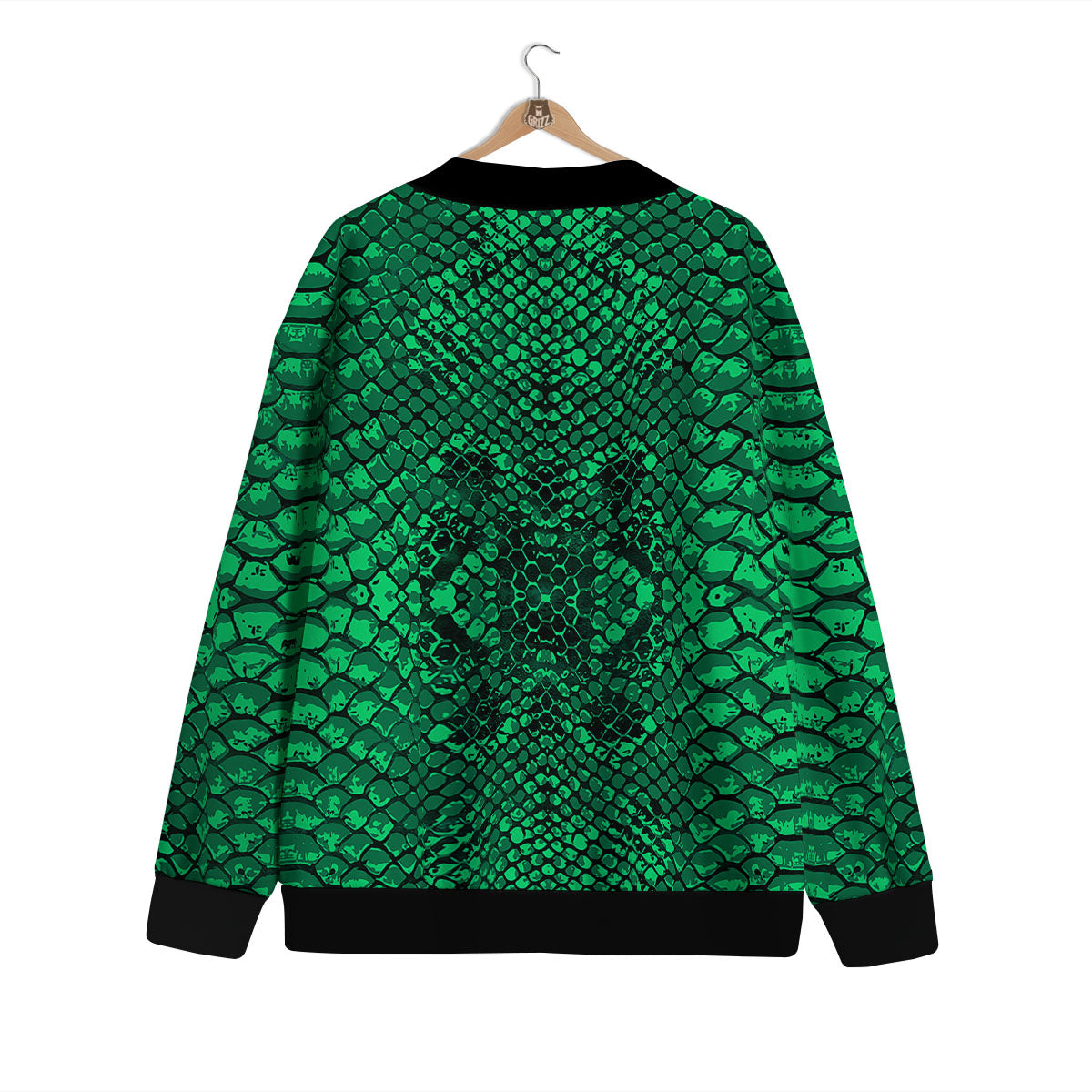 Snakeskin Black And Lime Green Print Cardigan-grizzshop