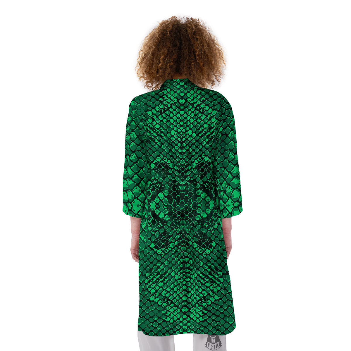 Snakeskin Black And Lime Green Print Kimono-grizzshop