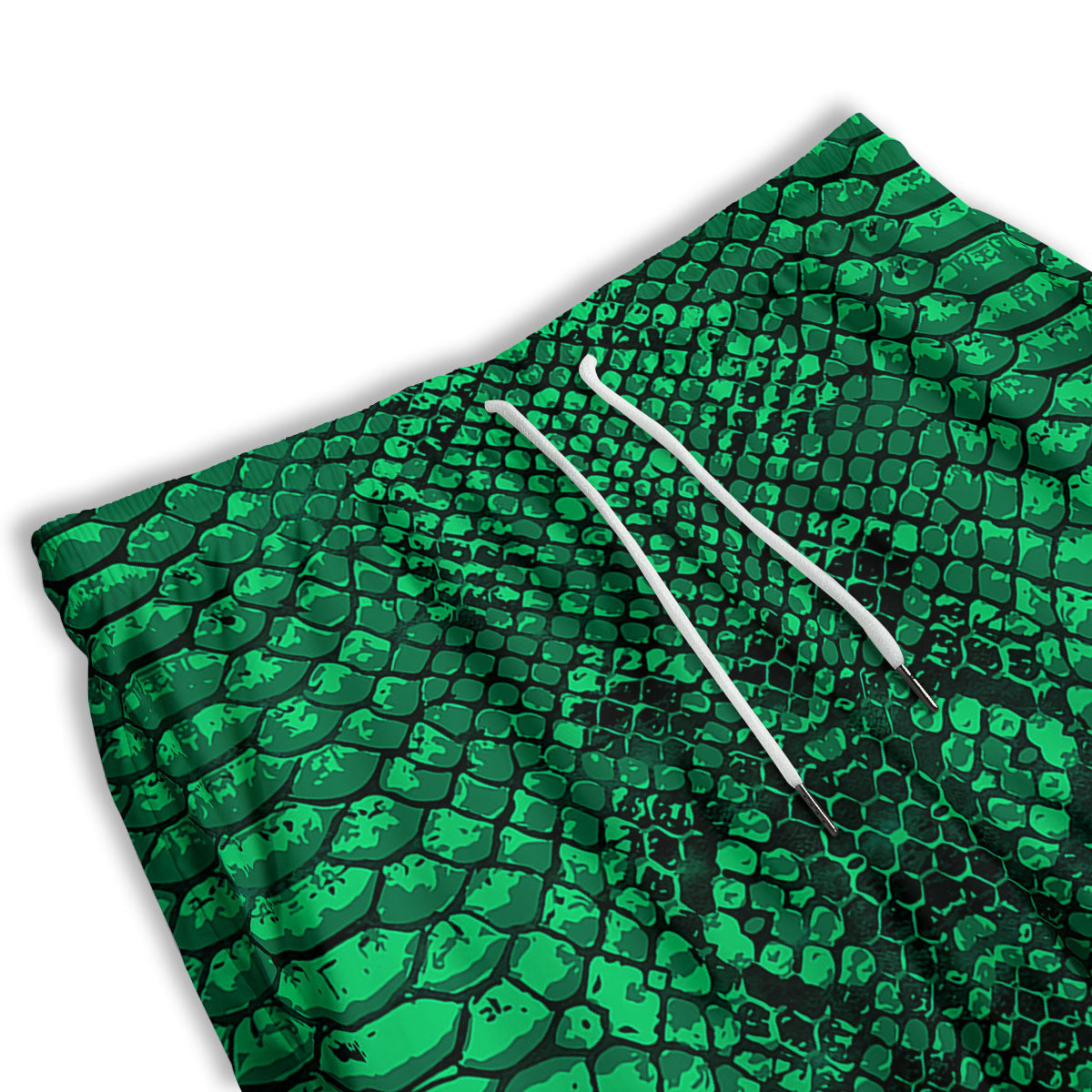 Snakeskin Black And Lime Green Print Men's Athletic Shorts