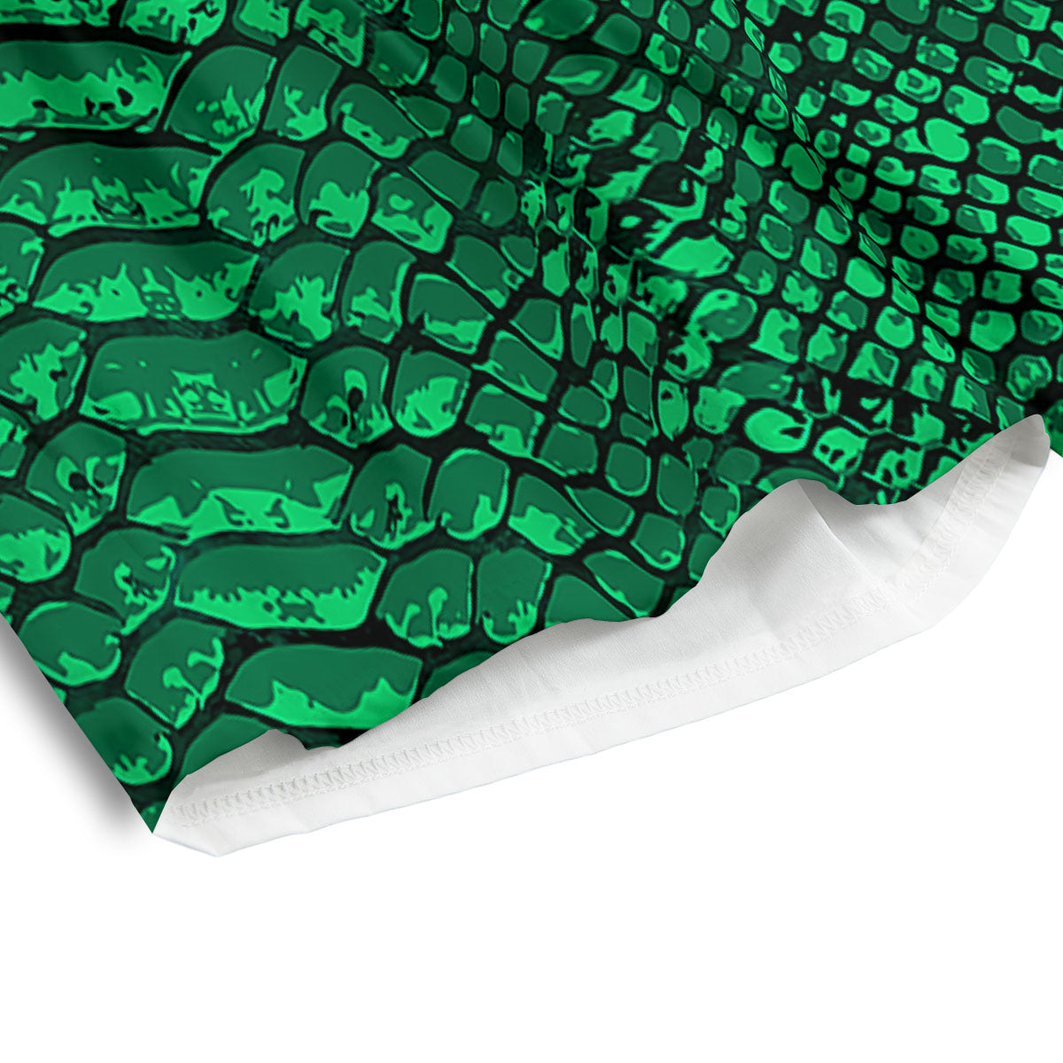 Snakeskin Black And Lime Green Print Men's Athletic Shorts
