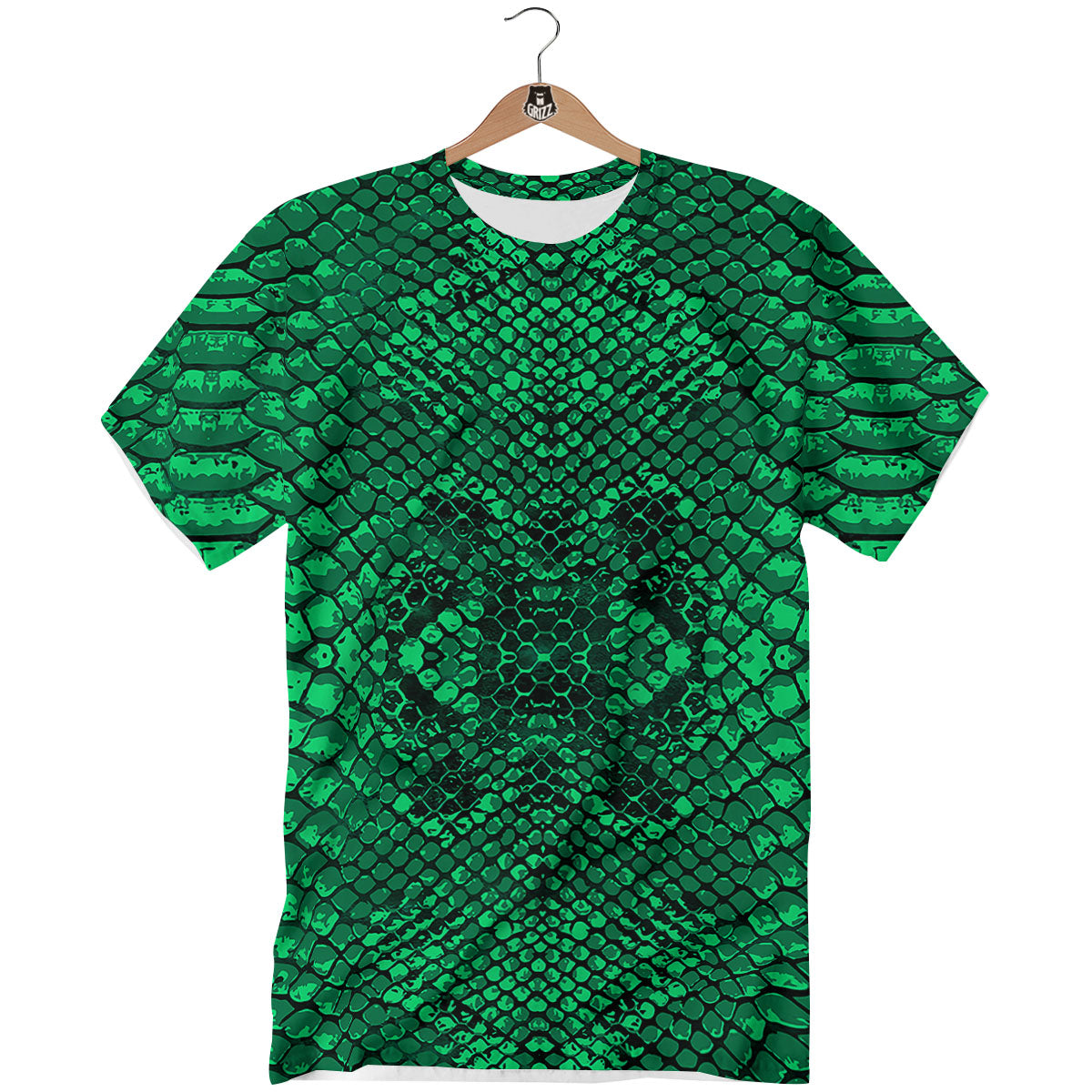 Snakeskin Black And Lime Green Print T-Shirt-grizzshop