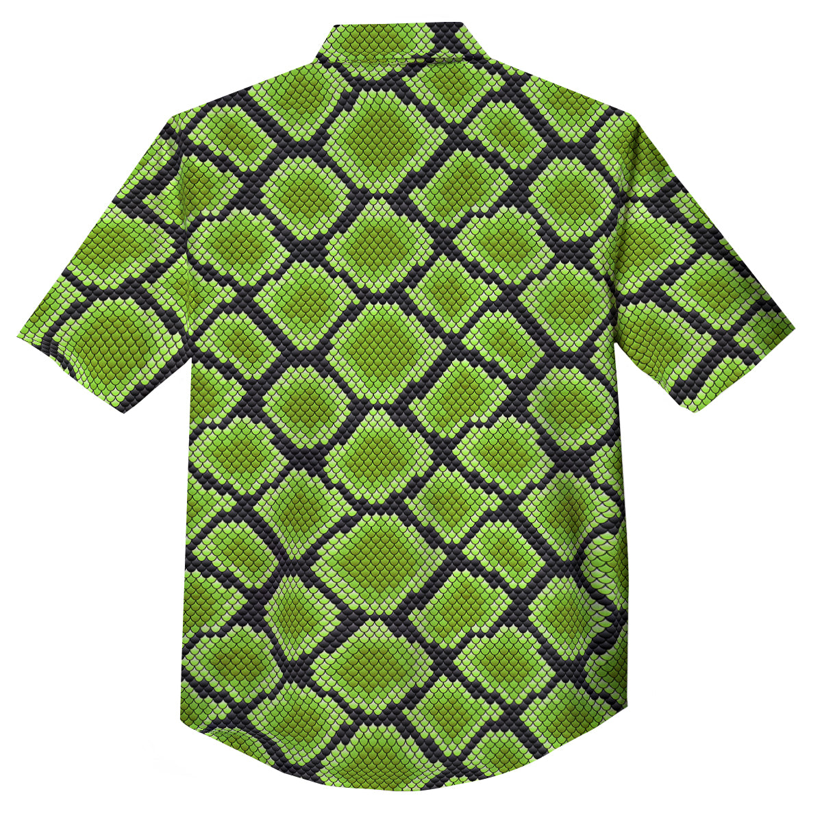 Snakeskin Black And Neon Green Print Button Up Shirt-grizzshop