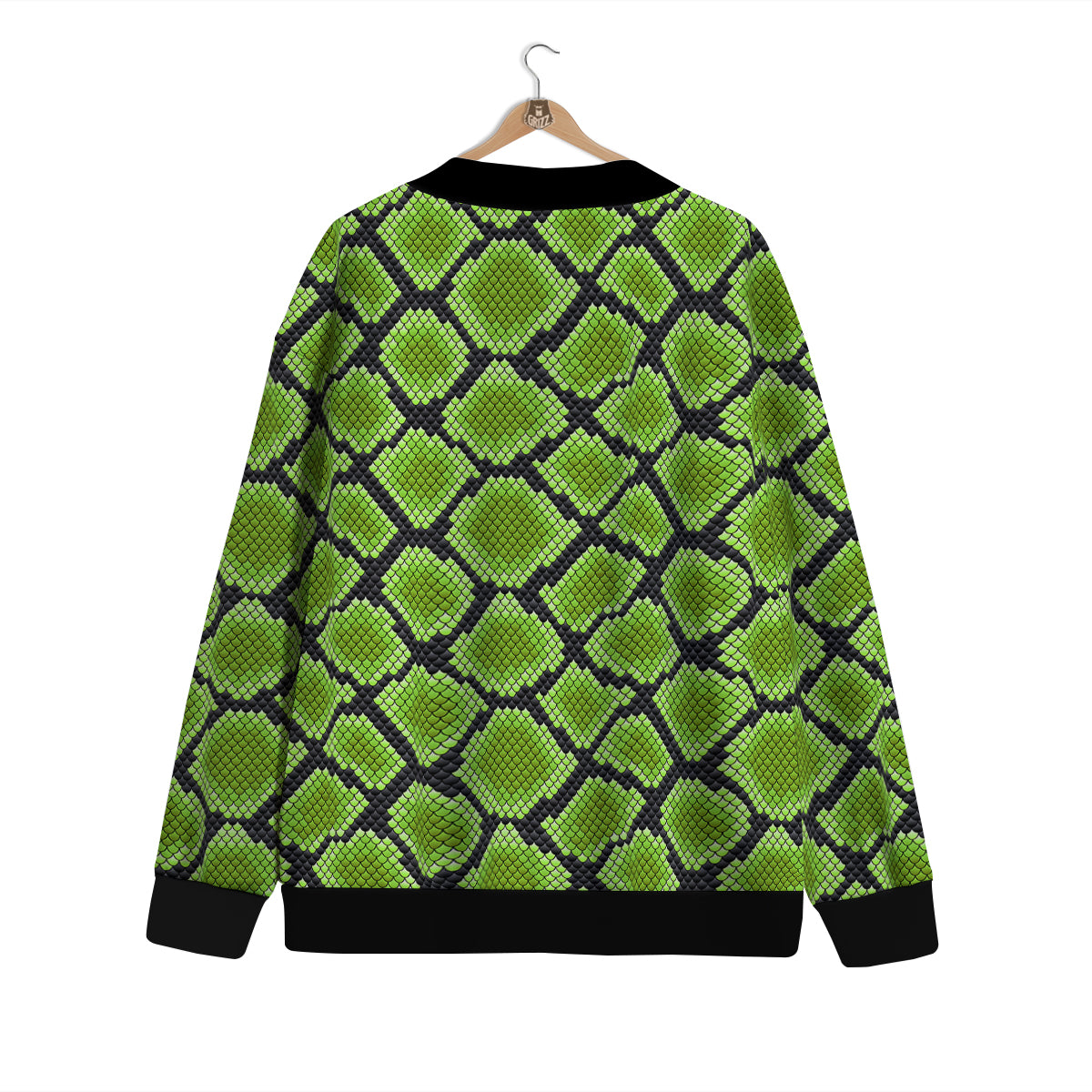 Snakeskin Black And Neon Green Print Cardigan-grizzshop