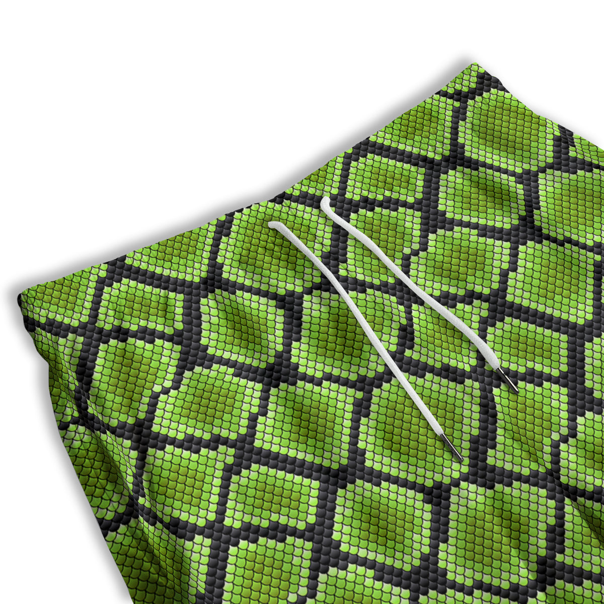 Snakeskin Black And Neon Green Print Men's Athletic Shorts