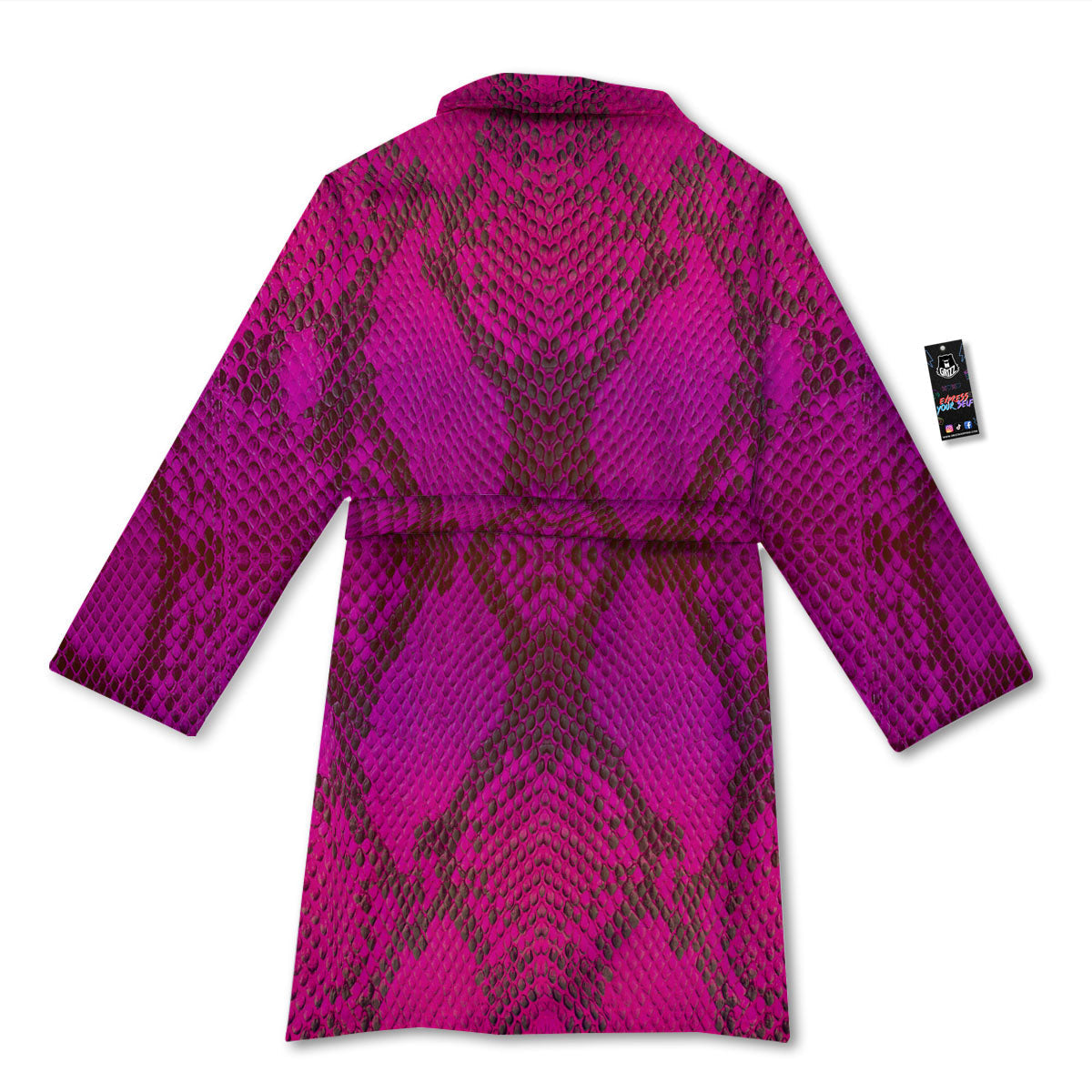 Snakeskin Black And Pink Magenta Print Bathrobe-grizzshop