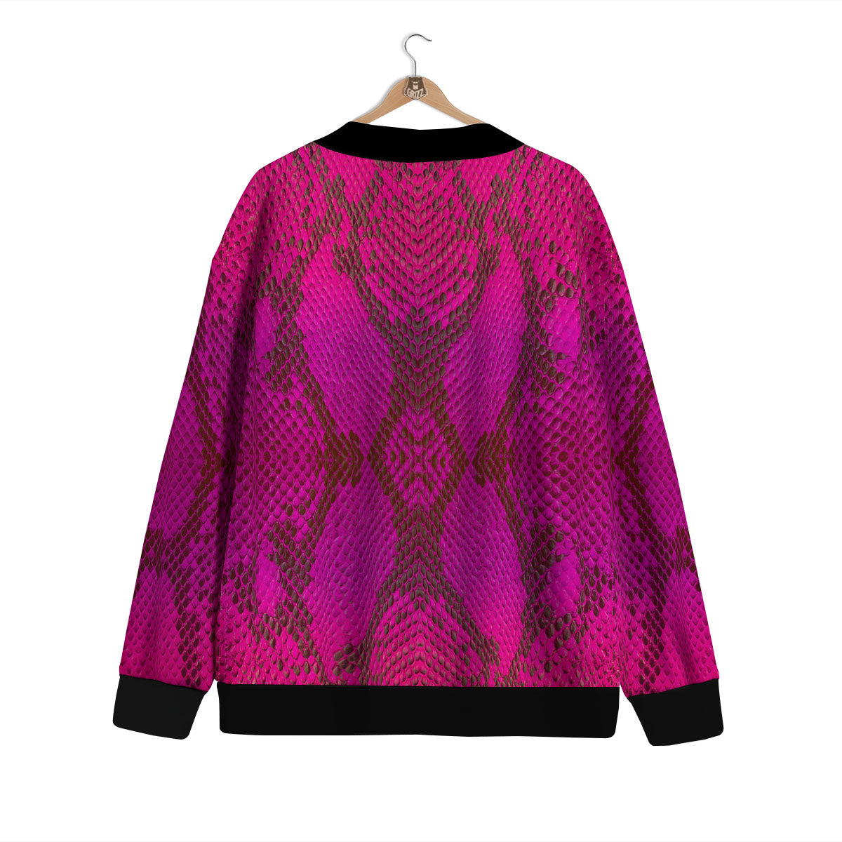 Snakeskin Black And Pink Magenta Print Cardigan-grizzshop