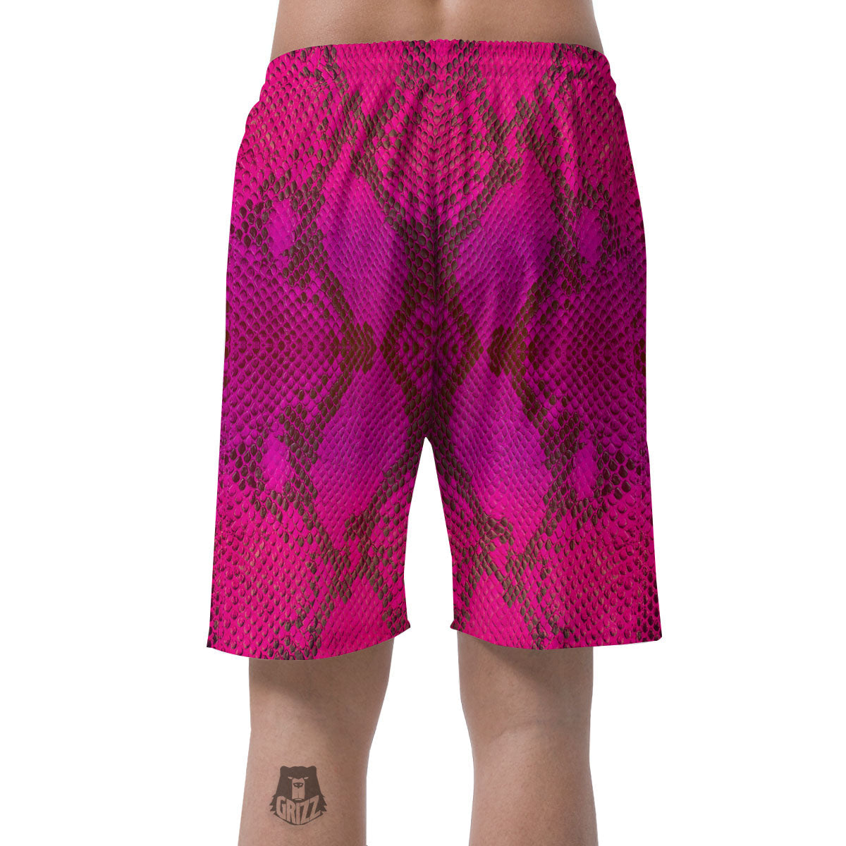 Snakeskin Black And Pink Magenta Print Men's Shorts-grizzshop