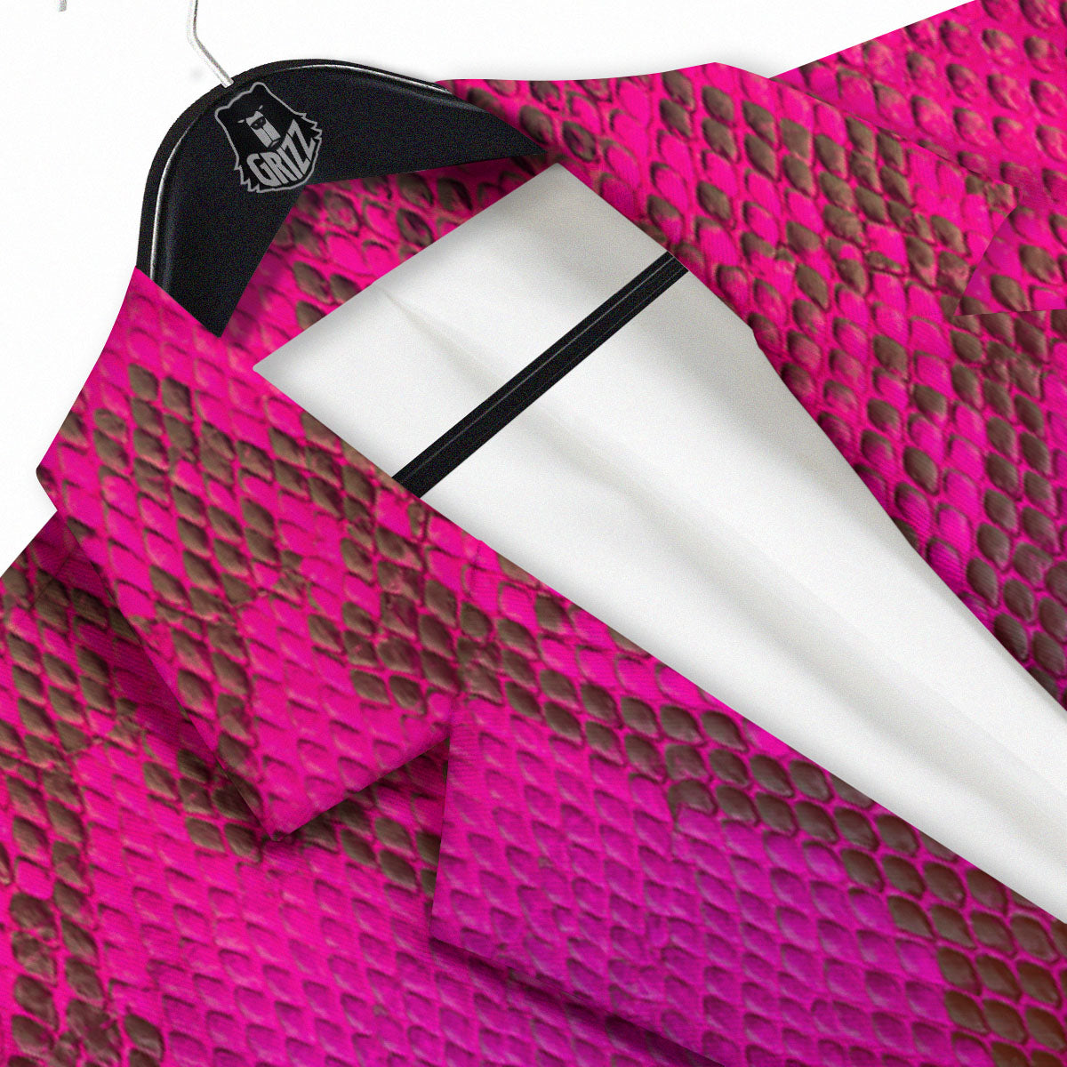 Snakeskin Black And Pink Magenta Print Men's Sport Coat-grizzshop