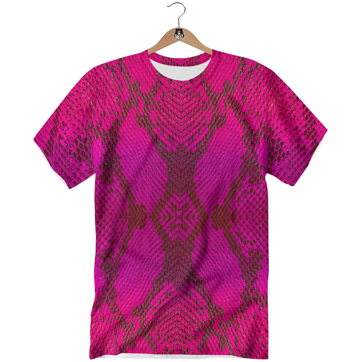 Snakeskin Black And Pink Magenta Print T-Shirt-grizzshop