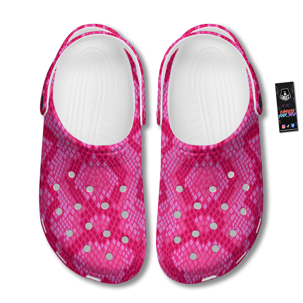 Snakeskin Black And Pink Neon Print Clog-grizzshop