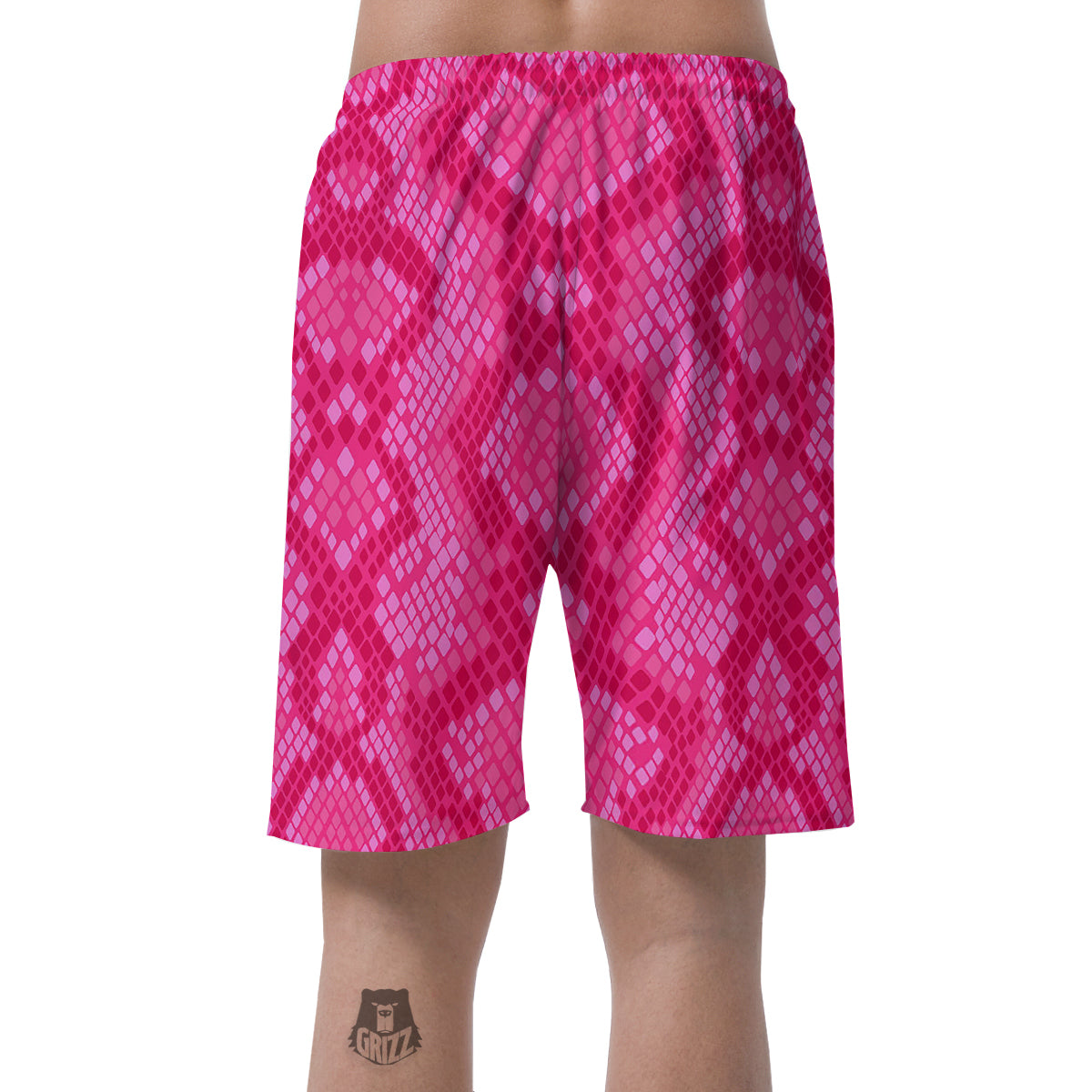 Snakeskin Black And Pink Neon Print Men's Shorts-grizzshop