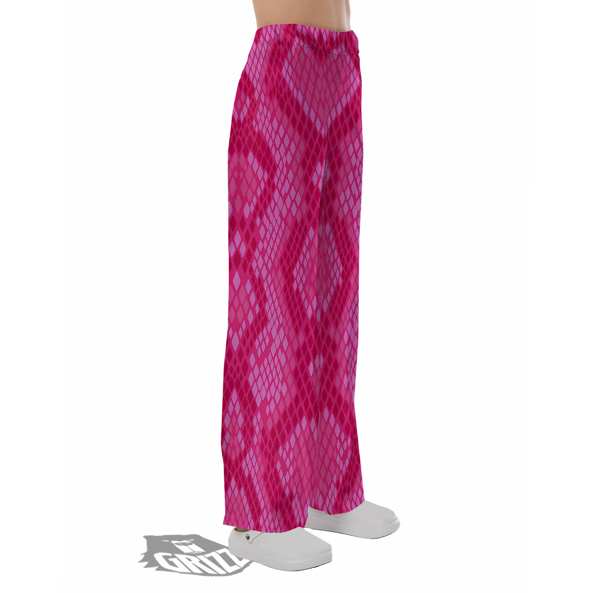 Snakeskin Black And Pink Neon Print Pajama Pants-grizzshop